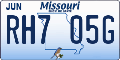 MO license plate RH7O5G