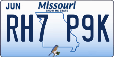 MO license plate RH7P9K