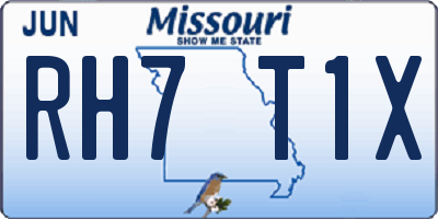 MO license plate RH7T1X