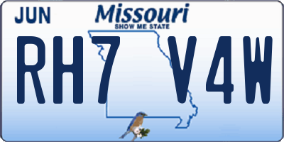 MO license plate RH7V4W