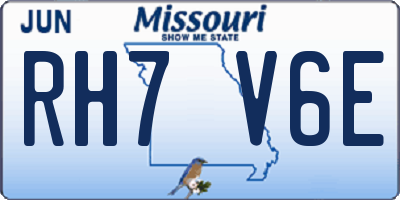 MO license plate RH7V6E