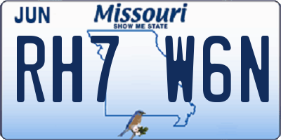 MO license plate RH7W6N