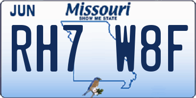 MO license plate RH7W8F