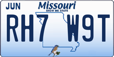 MO license plate RH7W9T