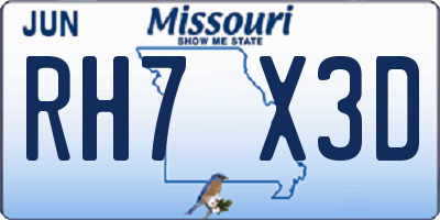 MO license plate RH7X3D