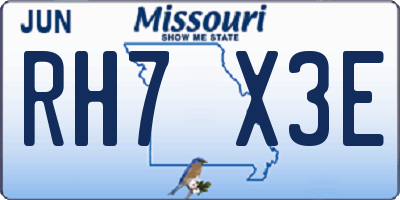 MO license plate RH7X3E