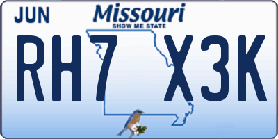 MO license plate RH7X3K