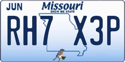 MO license plate RH7X3P
