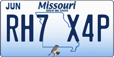 MO license plate RH7X4P