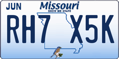 MO license plate RH7X5K