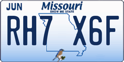 MO license plate RH7X6F