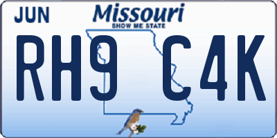 MO license plate RH9C4K