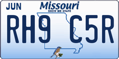 MO license plate RH9C5R