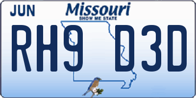 MO license plate RH9D3D