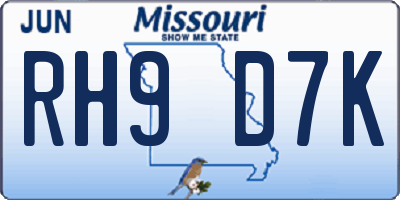MO license plate RH9D7K