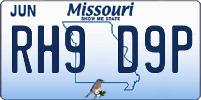MO license plate RH9D9P