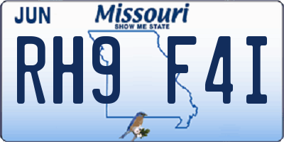 MO license plate RH9F4I