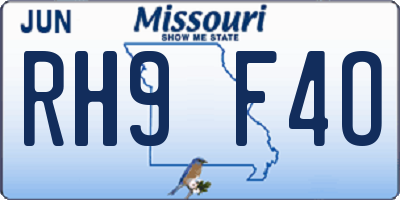 MO license plate RH9F4O