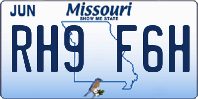MO license plate RH9F6H