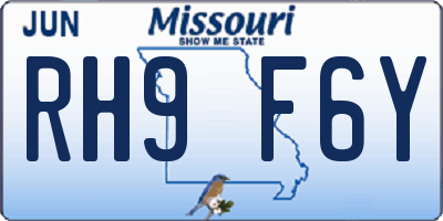 MO license plate RH9F6Y