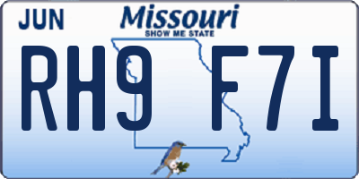 MO license plate RH9F7I