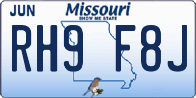 MO license plate RH9F8J