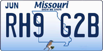 MO license plate RH9G2B