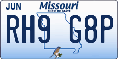 MO license plate RH9G8P