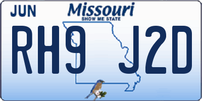 MO license plate RH9J2D