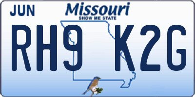 MO license plate RH9K2G