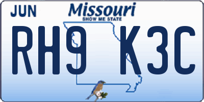 MO license plate RH9K3C