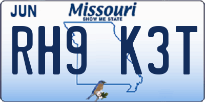 MO license plate RH9K3T