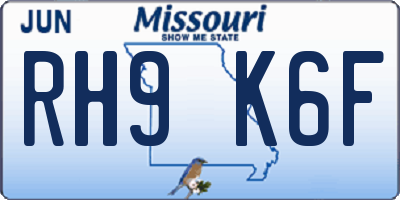 MO license plate RH9K6F