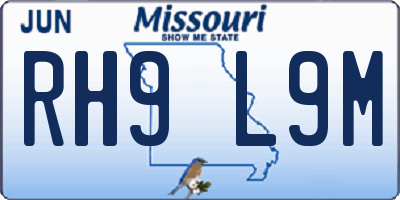 MO license plate RH9L9M