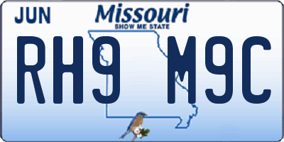 MO license plate RH9M9C