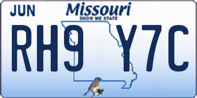 MO license plate RH9Y7C
