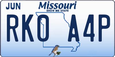 MO license plate RK0A4P