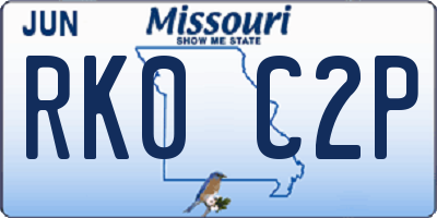 MO license plate RK0C2P