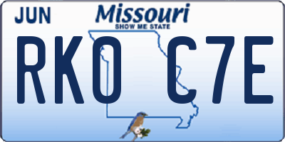 MO license plate RK0C7E