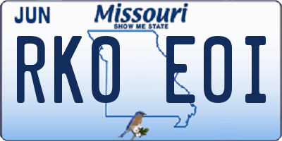 MO license plate RK0E0I