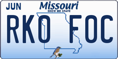 MO license plate RK0F0C