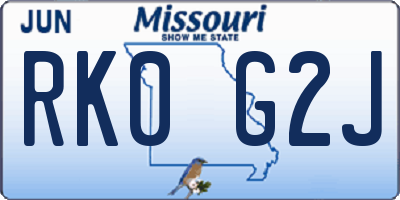 MO license plate RK0G2J