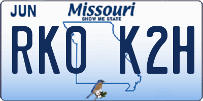 MO license plate RK0K2H