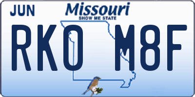 MO license plate RK0M8F