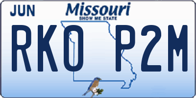MO license plate RK0P2M