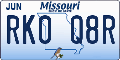 MO license plate RK0Q8R
