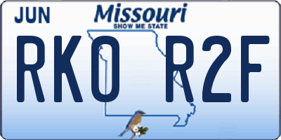 MO license plate RK0R2F