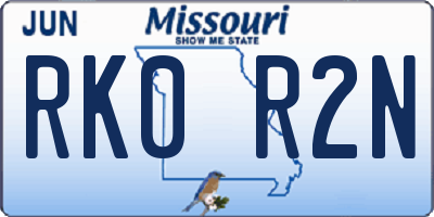 MO license plate RK0R2N