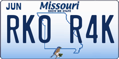 MO license plate RK0R4K
