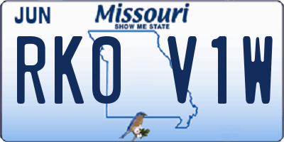 MO license plate RK0V1W